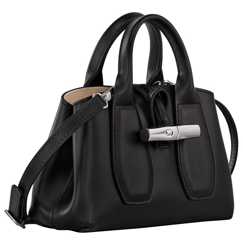 Black - Leather Longchamp Le Roseau XS Women Handbag | AU7255MQ