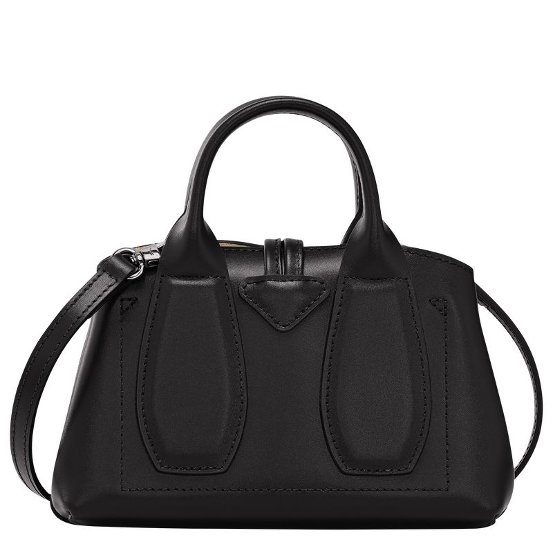 Black - Leather Longchamp Le Roseau XS Women Handbag | AU7255MQ