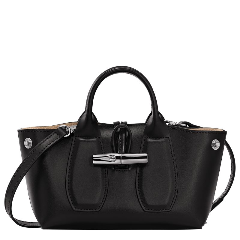 Black - Leather Longchamp Le Roseau XS Women Handbag | AU7255MQ