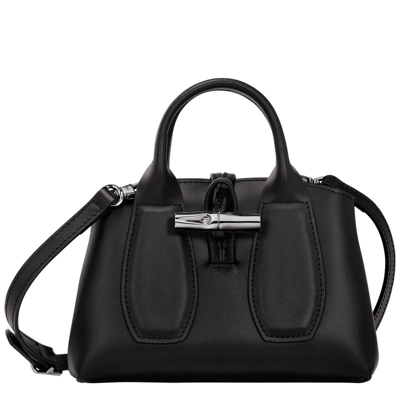 Black - Leather Longchamp Le Roseau XS Women Handbag | AU7255MQ