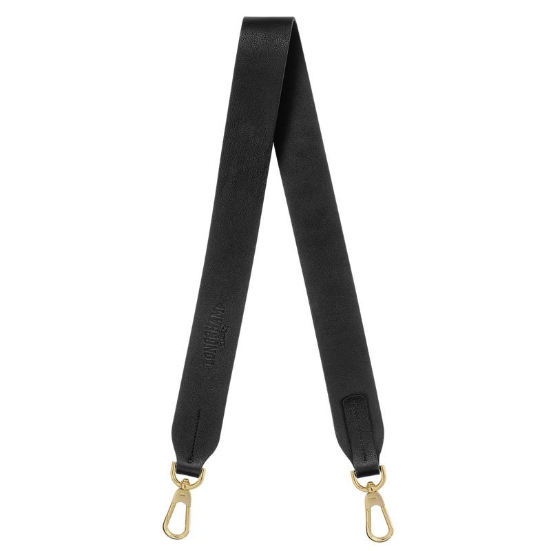 Black - Leather Longchamp Shoulder strap Women Shoulder Straps | AU8393XY