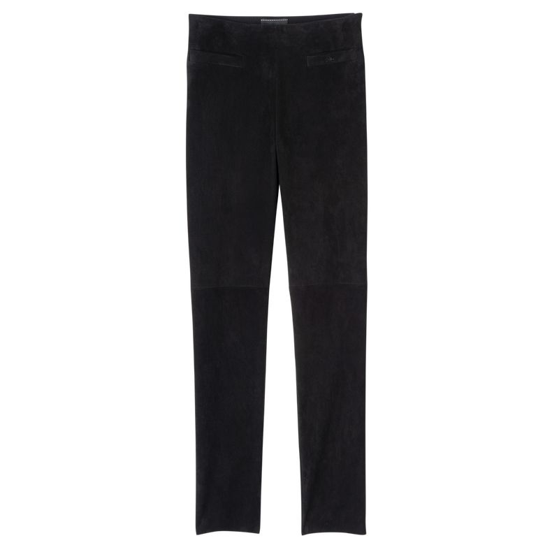 Black - Leather Longchamp Skinny Women Pants | AU8696SG