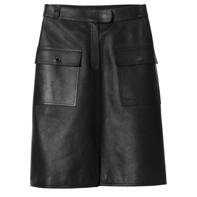 Black - Leather Longchamp Skirt Women Dress | AU8559CT