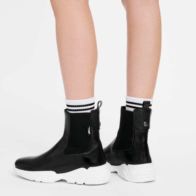 Black - Leather Longchamp Women Boots | AU8730UZ