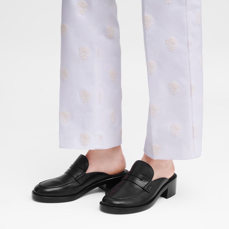 Black - Leather Longchamp Women Loafers | AU8737QM