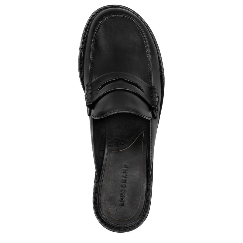 Black - Leather Longchamp Women Loafers | AU8737QM