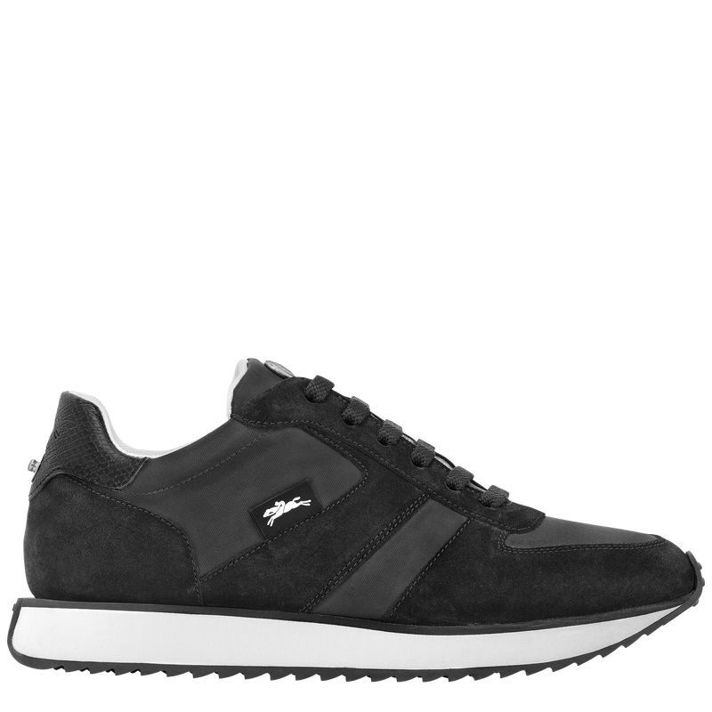 Black - Leather Longchamp Women Sneakers | AU8727PJ