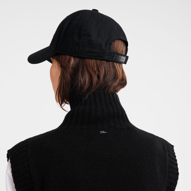 Black - Organic cotton Longchamp Solid Cap Women Hats | AU8214EB