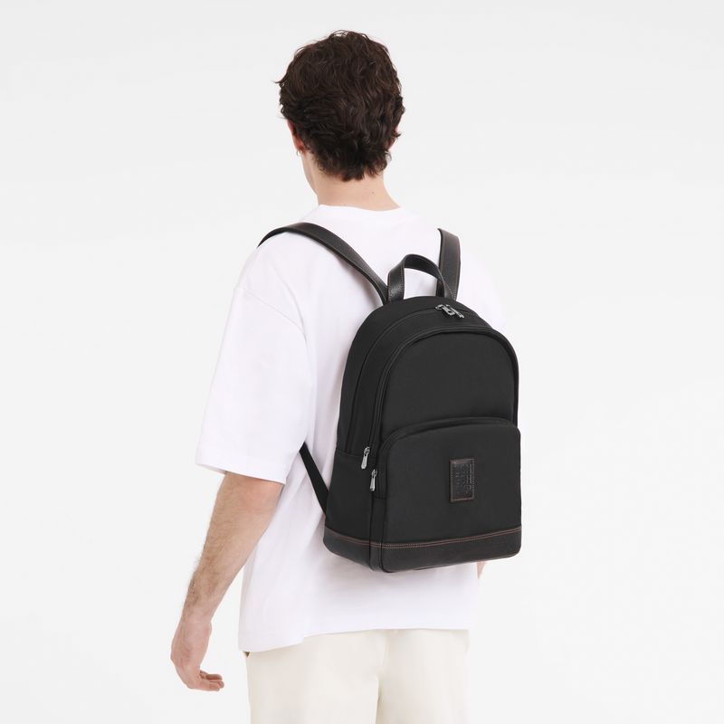 Black - Recycled canvas Longchamp Boxford Men Backpacks | AU8853DF