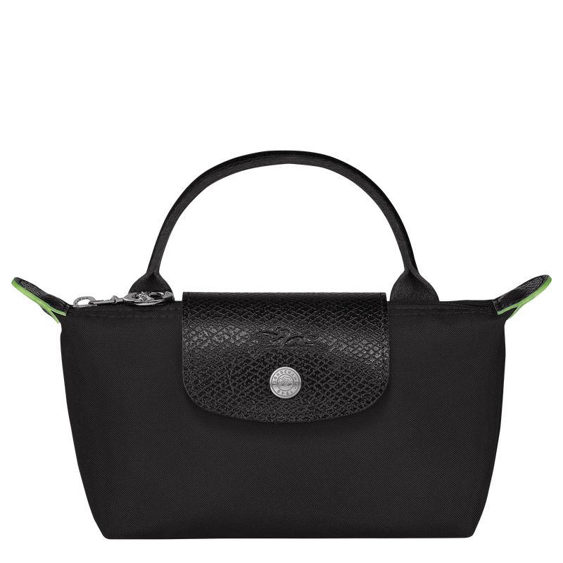 Black - Recycled canvas Longchamp Le Pliage Green with handle Women Pouches | AU7957QM