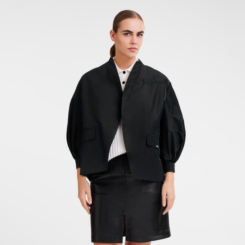 Black - Technical taffeta Longchamp Kimono Women Jackets | AU8537OK