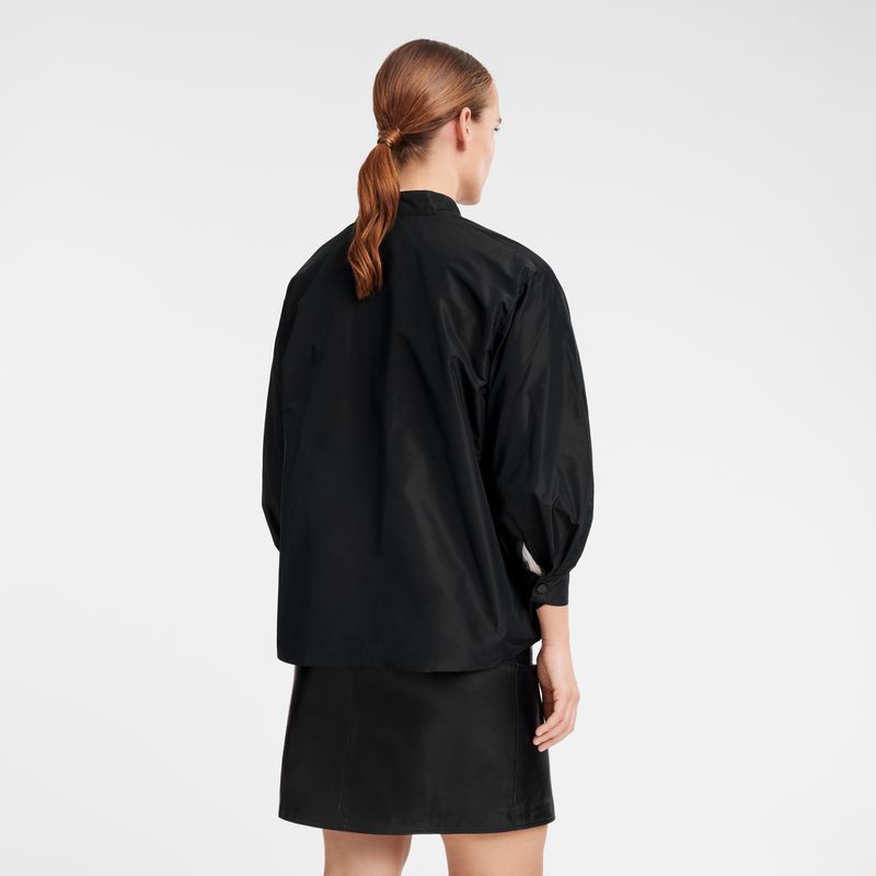 Black - Technical taffeta Longchamp Kimono Women Jackets | AU8537OK