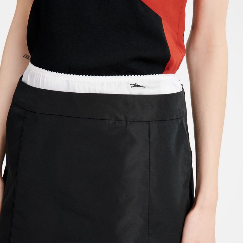 Black - Technical taffeta Longchamp Short skirt with belt patch Women Dress | AU8558VR