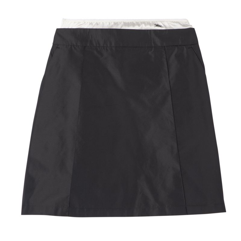 Black - Technical taffeta Longchamp Short skirt with belt patch Women Dress | AU8558VR