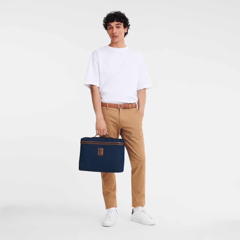 Blue - Recycled canvas Longchamp Boxford S Men Briefcase | AU8763MQ