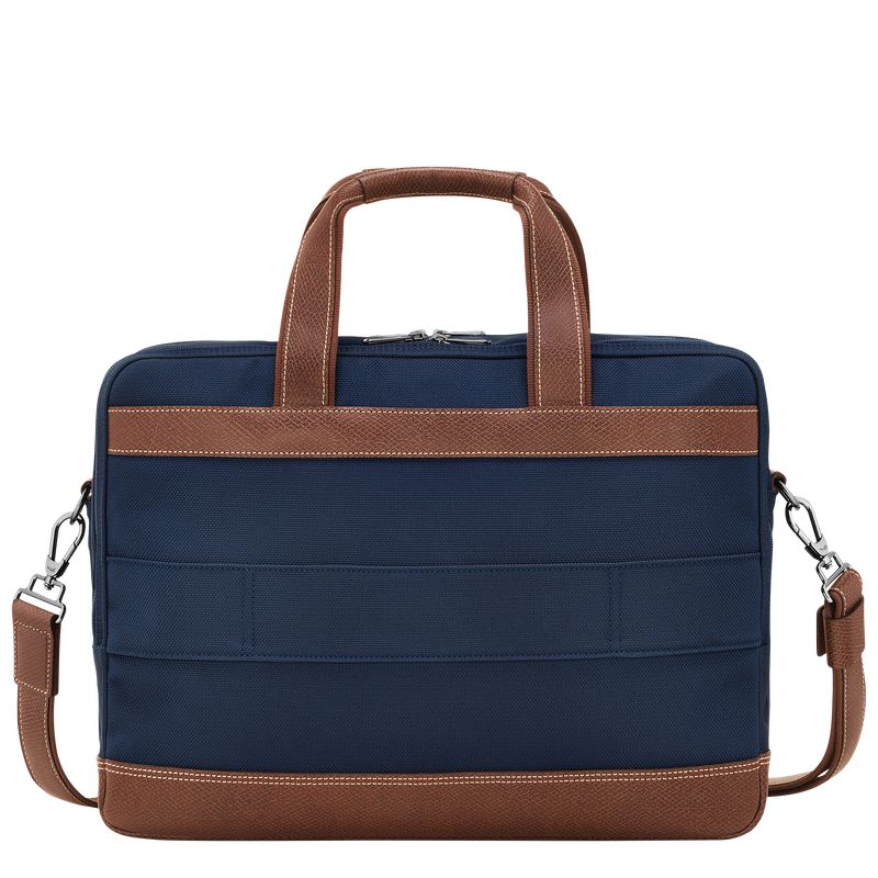 Blue - Recycled canvas Longchamp Boxford L Men Briefcase | AU8765BE