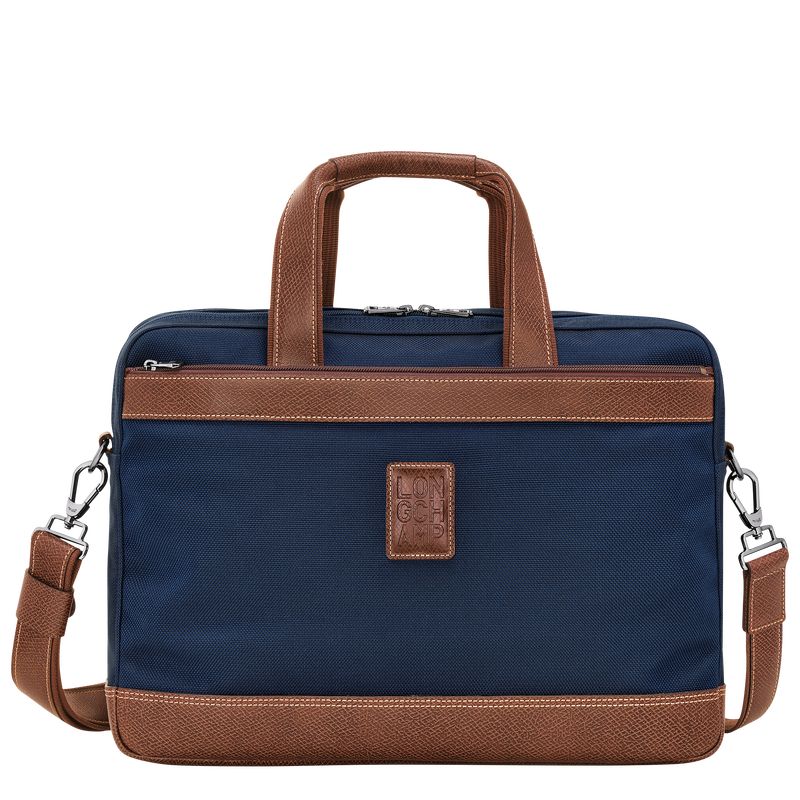 Blue - Recycled canvas Longchamp Boxford L Men Briefcase | AU8765BE