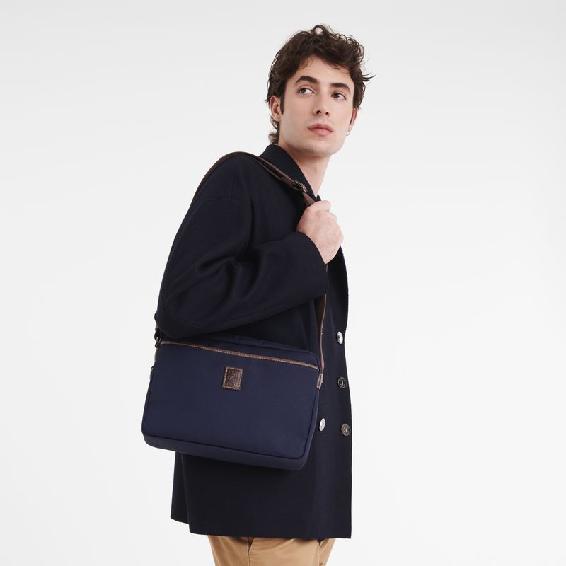 Blue - Recycled canvas Longchamp Boxford M Camera Men Crossbody Bags | AU8810CT