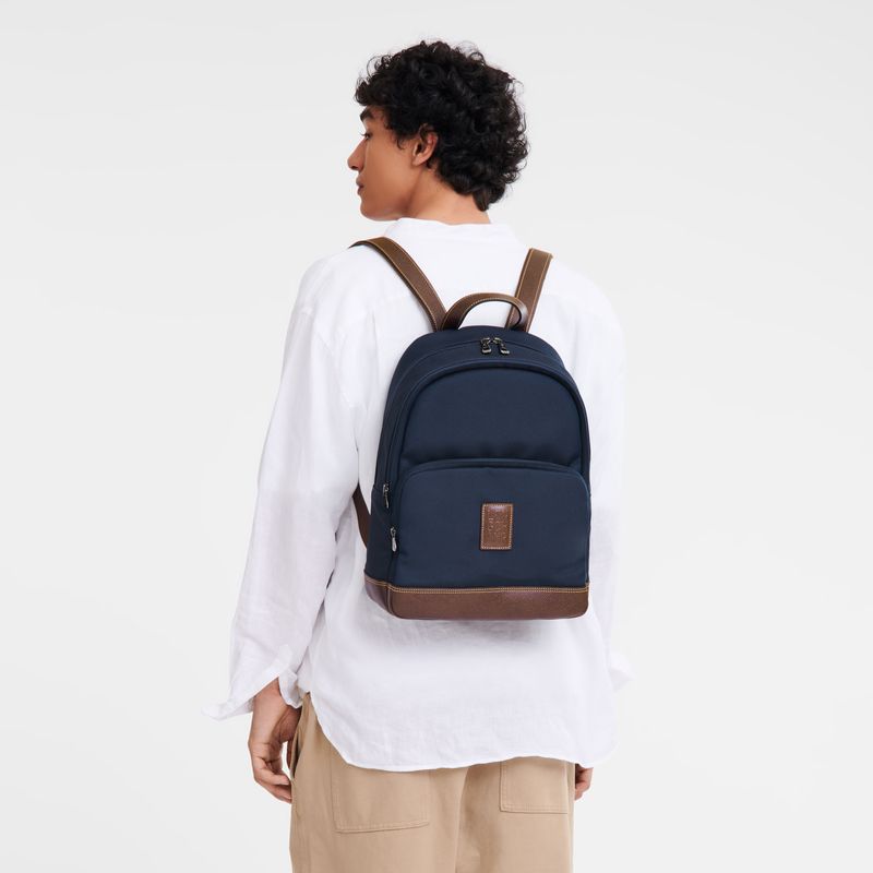 Blue - Recycled canvas Longchamp Boxford Men Backpacks | AU8851AH