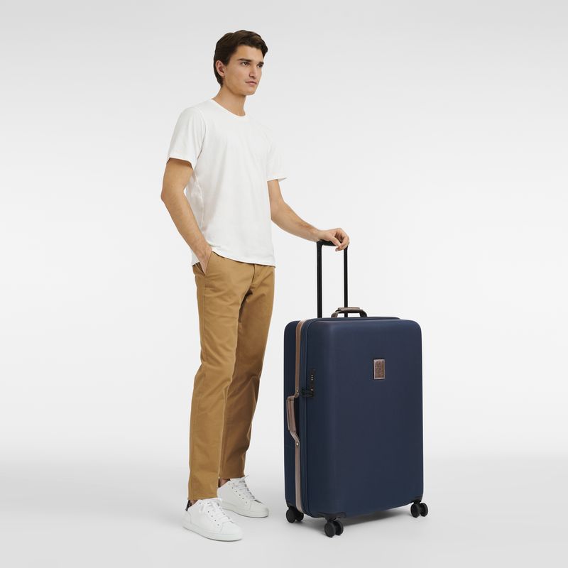 Blue - Recycled canvas Longchamp Boxford XL Men Suitcases | AU9230MQ