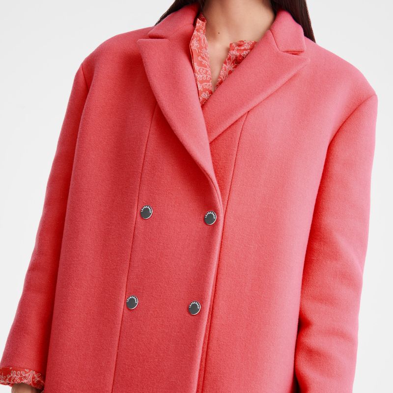 Blush - Wool broadcloth Longchamp Straight peacoat Women Jackets | AU8549XY