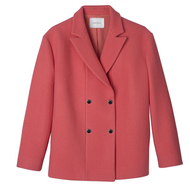 Blush - Wool broadcloth Longchamp Straight peacoat Women Jackets | AU8549XY