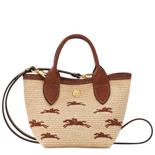 Brown - Canvas Longchamp Le Panier Pliage XS Basket Women Handbag | AU7326UZ