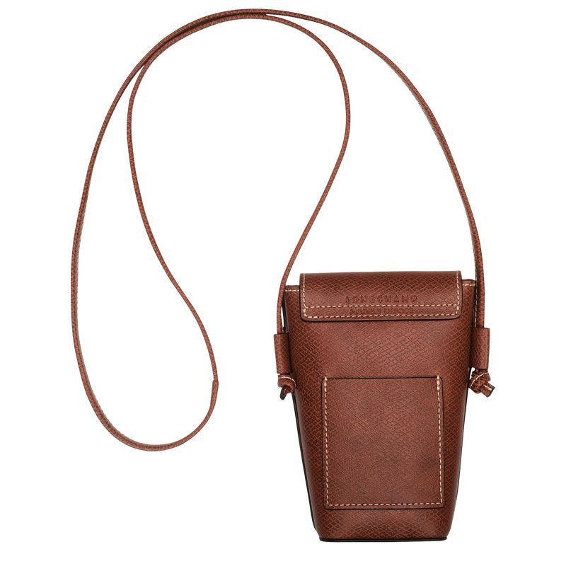 Brown - Leather Longchamp Épure with leather lace Men Phone Case | AU8986AH