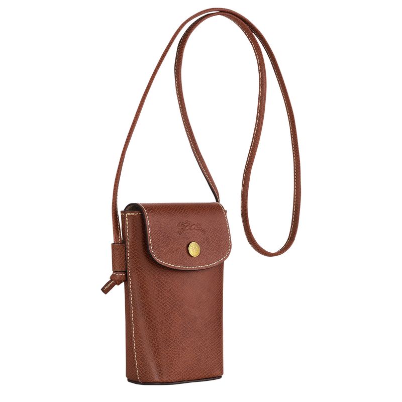 Brown - Leather Longchamp Épure with leather lace Women Phone Case | AU7793IL