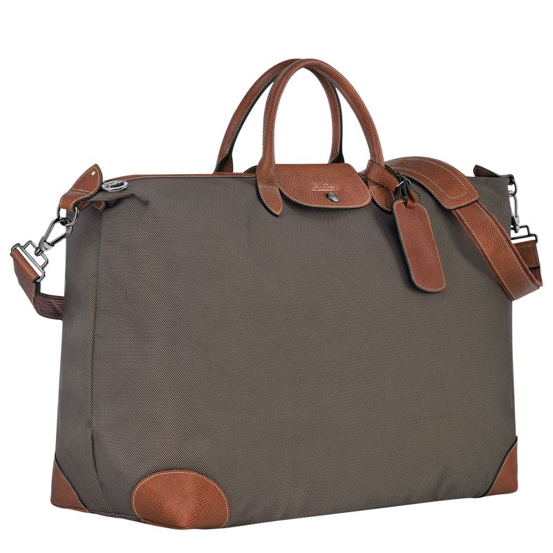 Brown - Recycled canvas Longchamp Boxford M Women Travel Bags | AU8080ZU