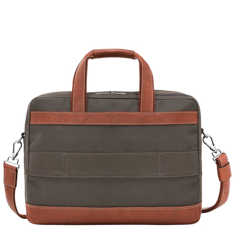 Brown - Recycled canvas Longchamp Boxford L Men Briefcase | AU8766VR