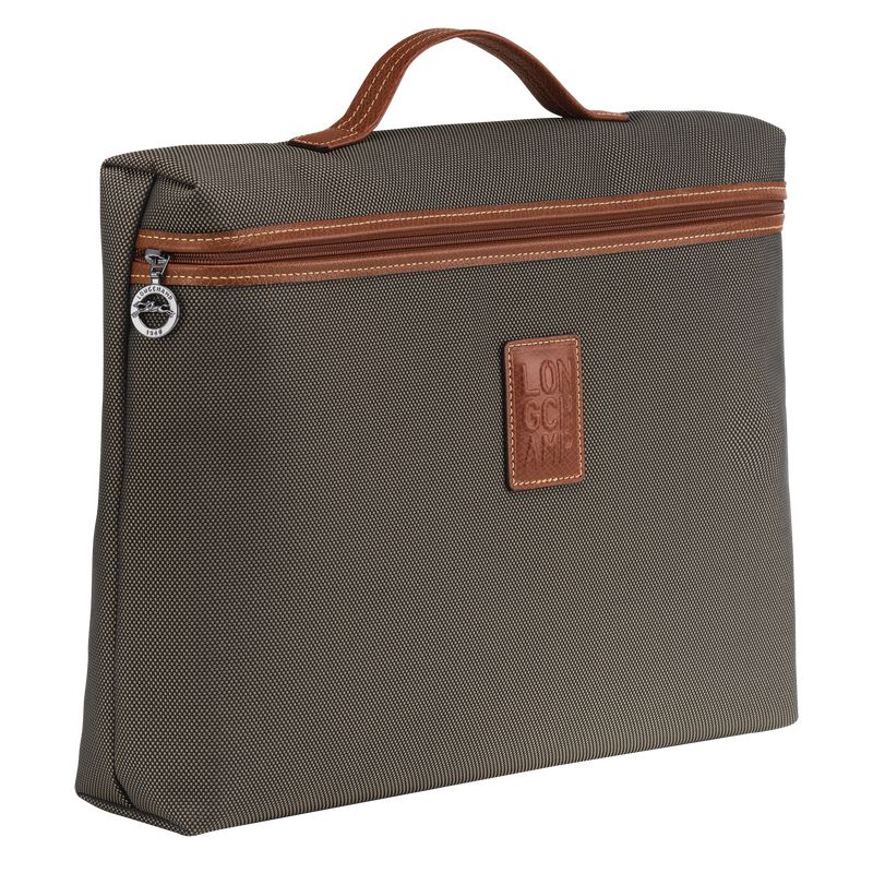 Brown - Recycled canvas Longchamp Boxford S Men Briefcase | AU8788QM