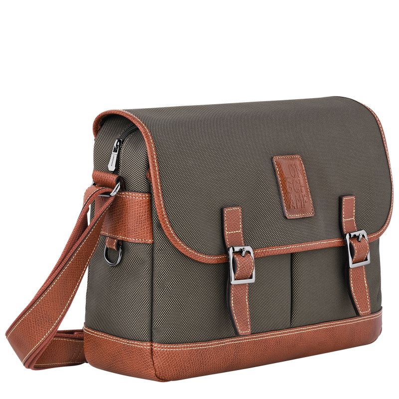 Brown - Recycled canvas Longchamp Boxford L Men Crossbody Bags | AU8821ZU