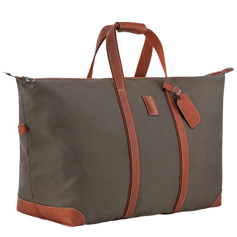 Brown - Recycled canvas Longchamp Boxford L Men Travel Bags | AU9171LI