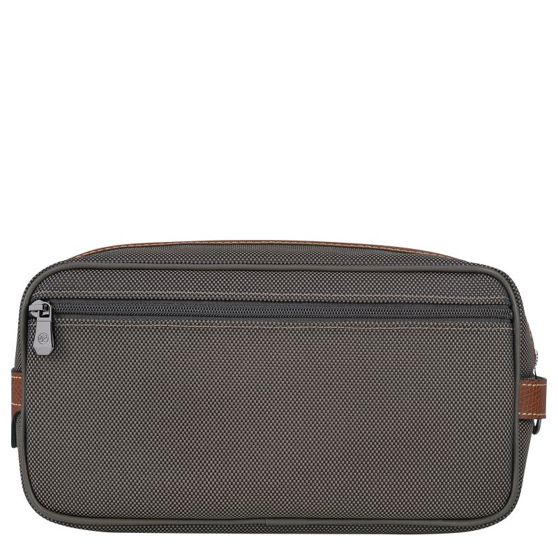 Brown - Recycled canvas Longchamp Boxford Men Toiletry Bags | AU9248OK