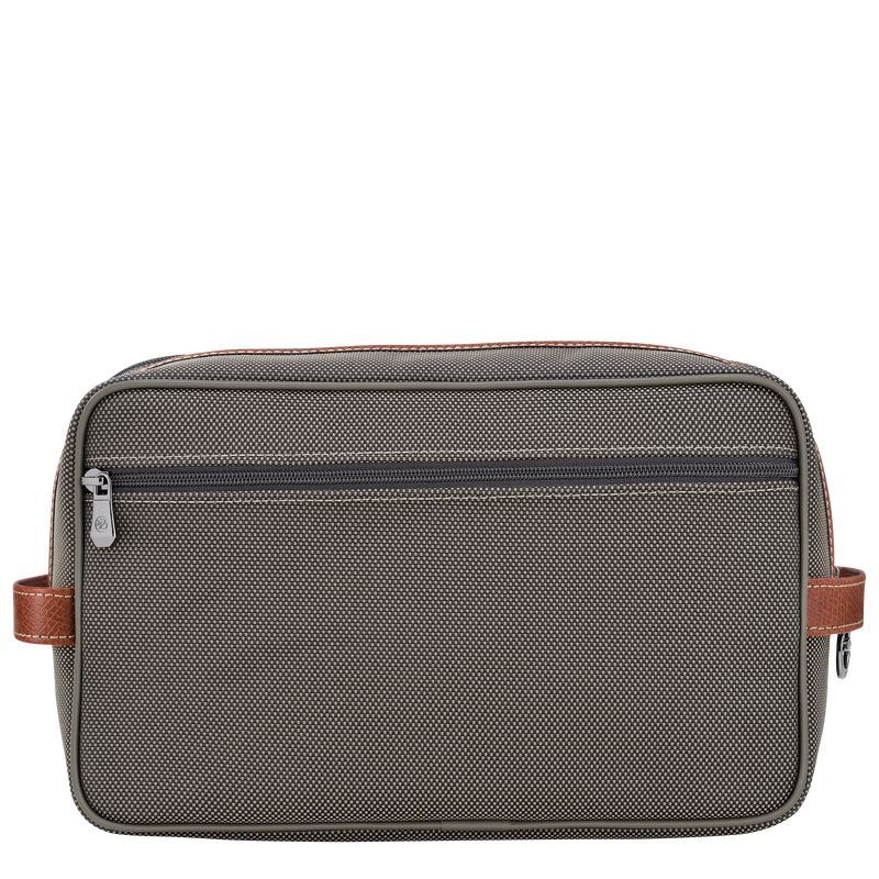 Brown - Recycled canvas Longchamp Boxford Men Toiletry Bags | AU9259EB