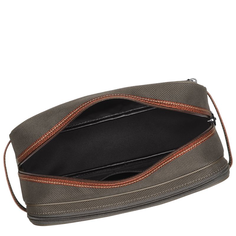 Brown - Recycled canvas Longchamp Boxford Men Toiletry Bags | AU9259EB