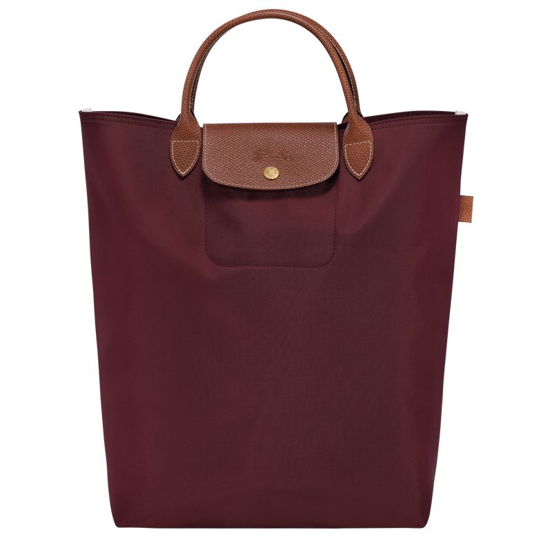 Burgundy - Canvas Longchamp Le Pliage Original M Tote Women Handbag | AU7158LI