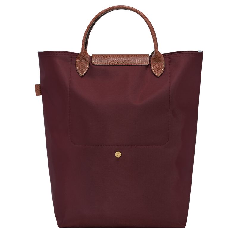 Burgundy - Canvas Longchamp Le Pliage Original M Tote Men Handbag | AU8896RV