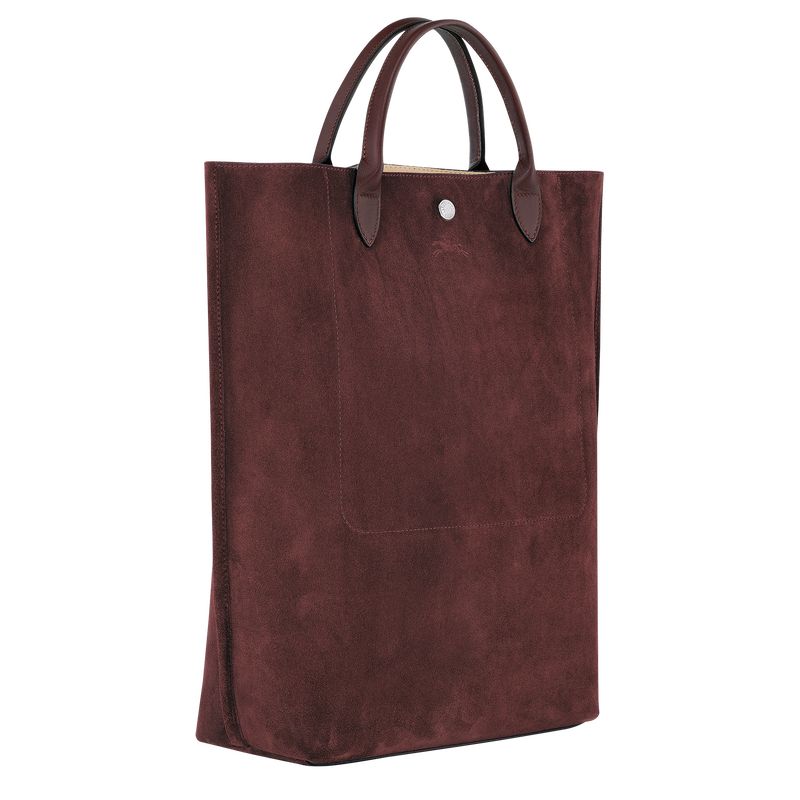 Burgundy - Leather Longchamp Cabas M Tote Women Handbag | AU7214GS