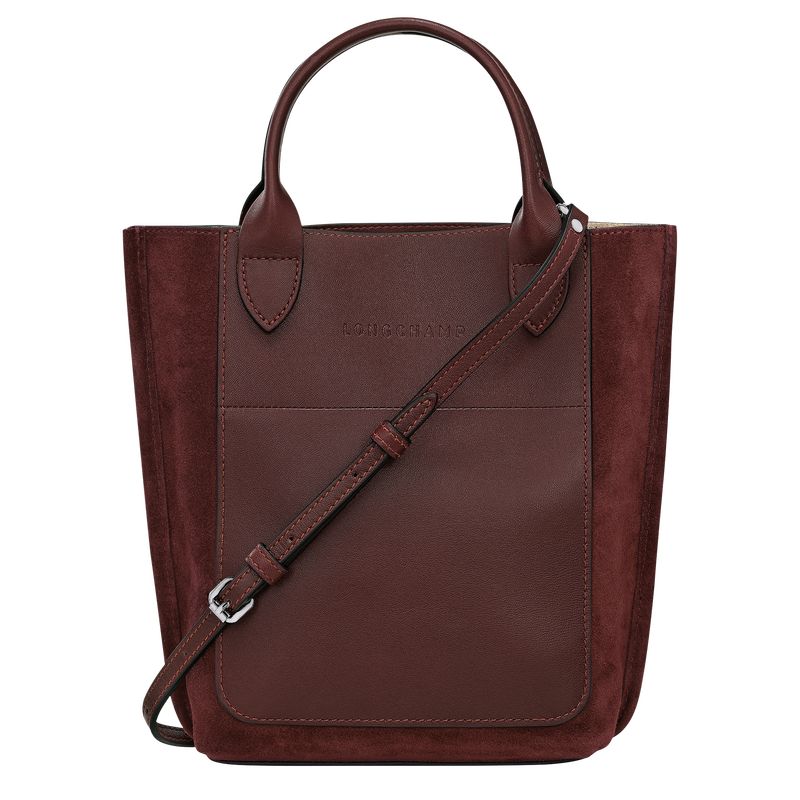 Burgundy - Leather Longchamp Cabas XS Tote Women Handbag | AU7217SG