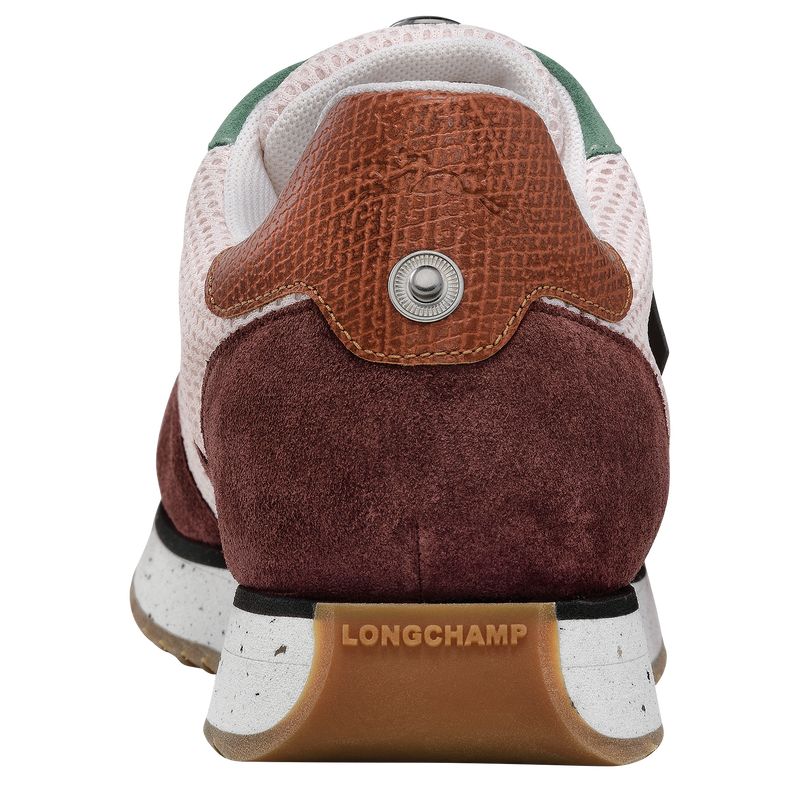 Burgundy - Leather Longchamp Women Sneakers | AU8725SG