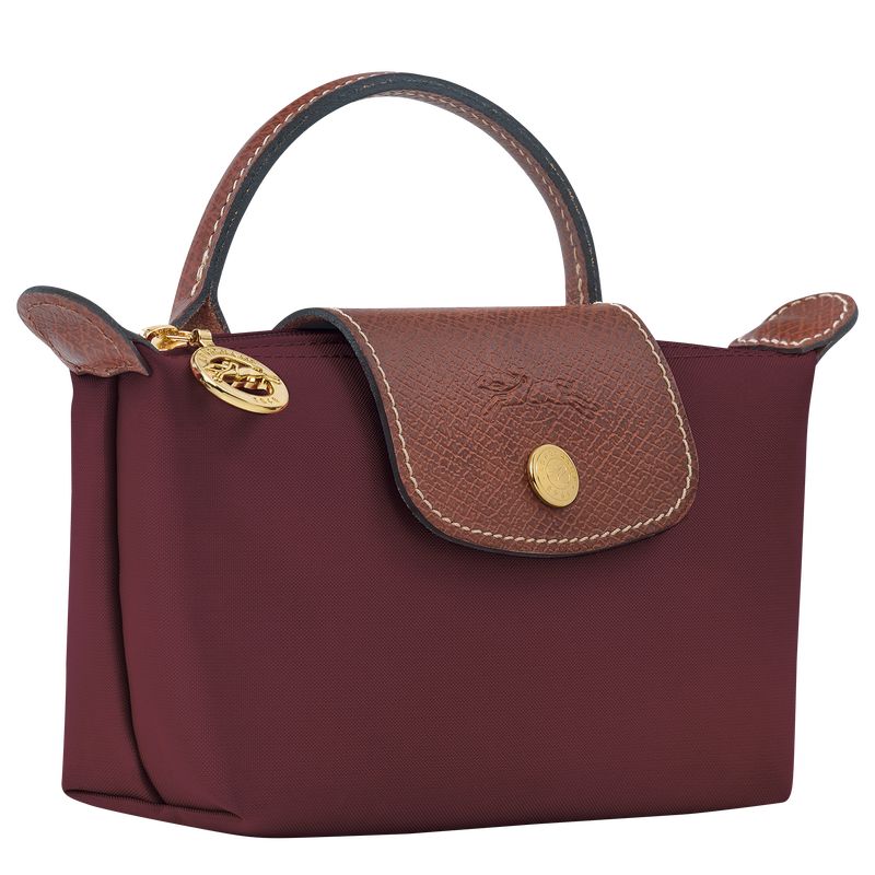 Burgundy - Recycled canvas Longchamp Le Pliage Original with handle Men Pouches | AU9078VR