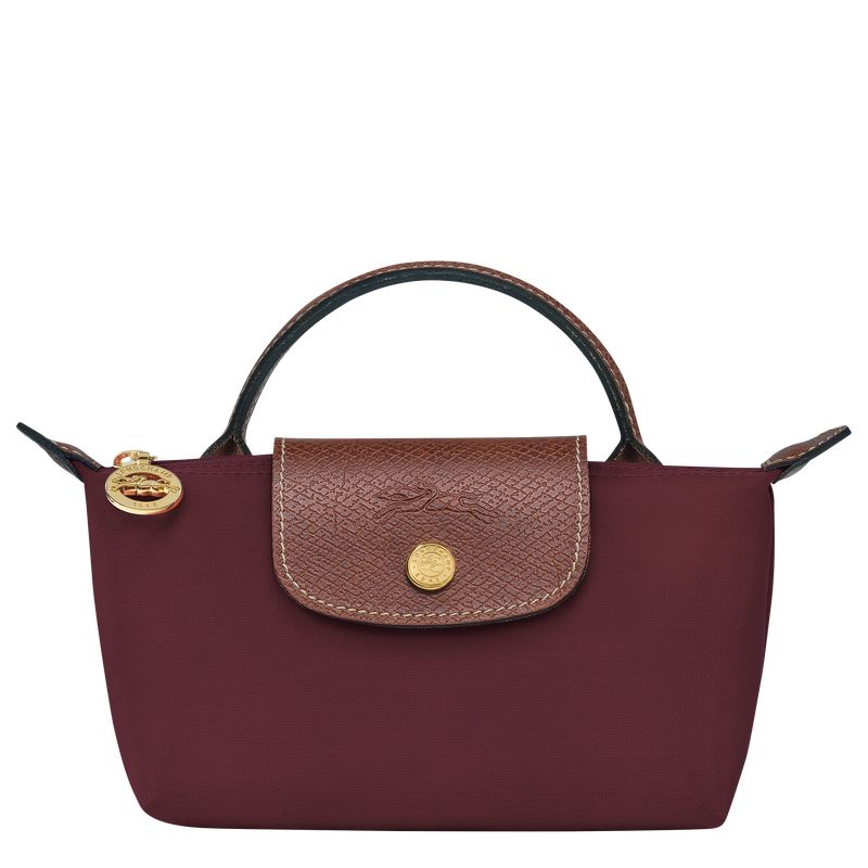 Burgundy - Recycled canvas Longchamp Le Pliage Original with handle Men Pouches | AU9078VR