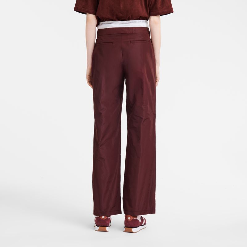 Burgundy - Technical taffeta Longchamp Straight with patch Women Pants | AU8698FD