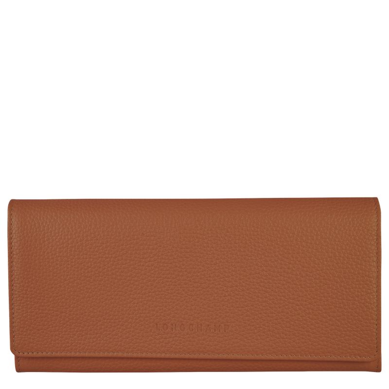 Caramel - Leather Longchamp Le FoulonnÉ Continental Women Wallets | AU7828NW