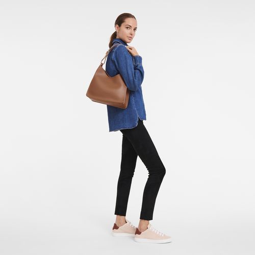 Caramel - Leather Longchamp Le FoulonnÉ M Hobo Women Shoulder Bags | AU7578GS