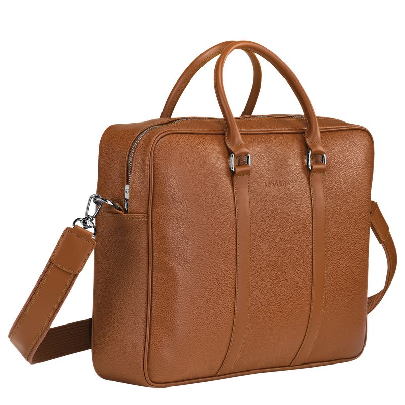 Caramel - Leather Longchamp Le FoulonnÉ M Women Briefcase | AU7740OK