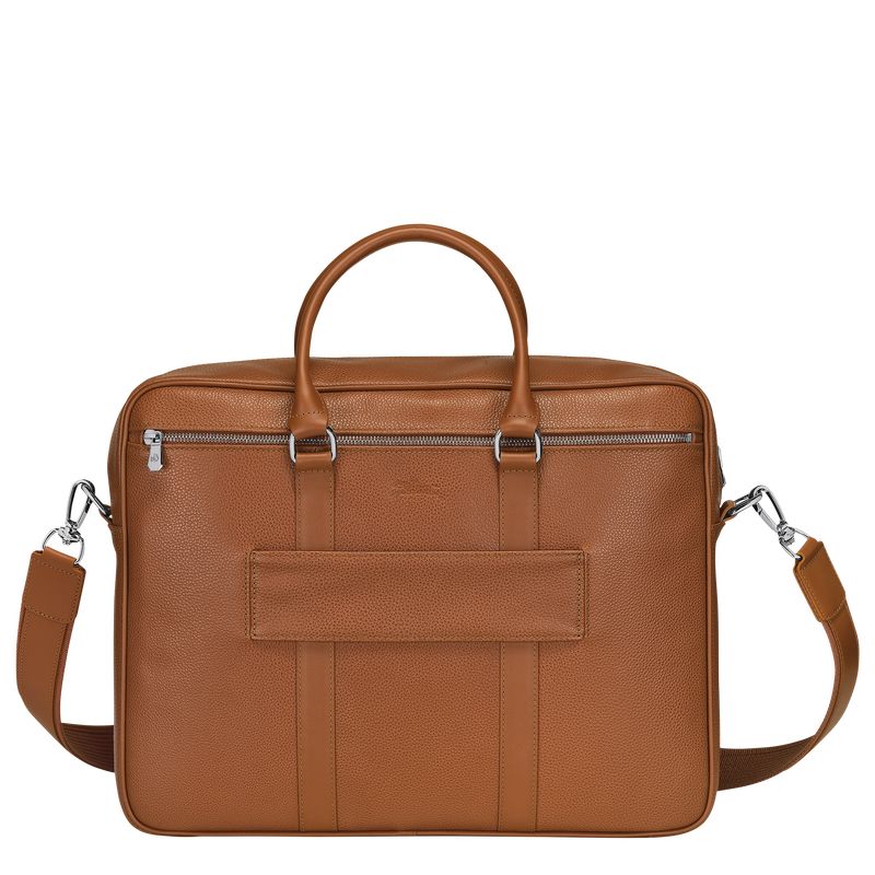 Caramel - Leather Longchamp Le FoulonnÉ M Women Briefcase | AU7740OK