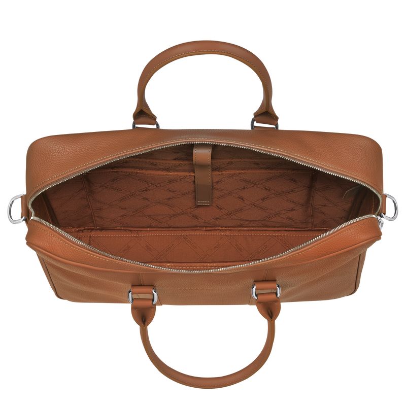 Caramel - Leather Longchamp Le FoulonnÉ M Women Briefcase | AU7740OK